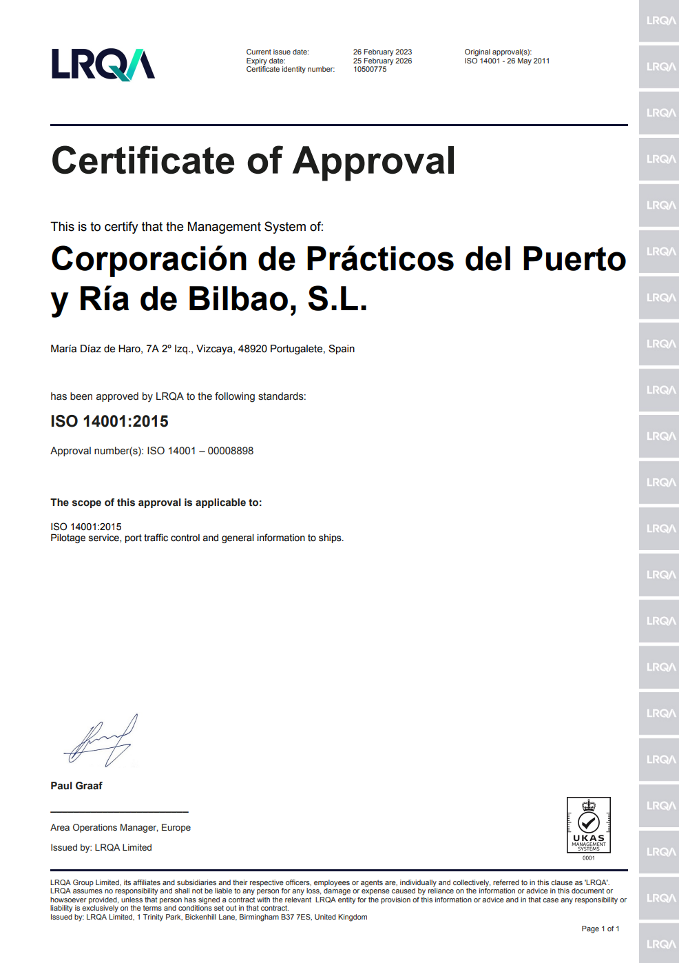 Certificado ISO 14001:2015